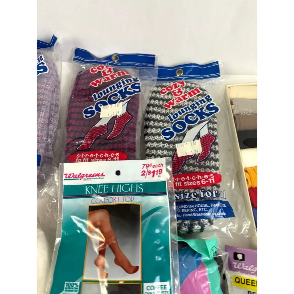 80s 90s Deadstock Women's Socks &‎ Knee Highs Lot 29 Packs NOS Vintage